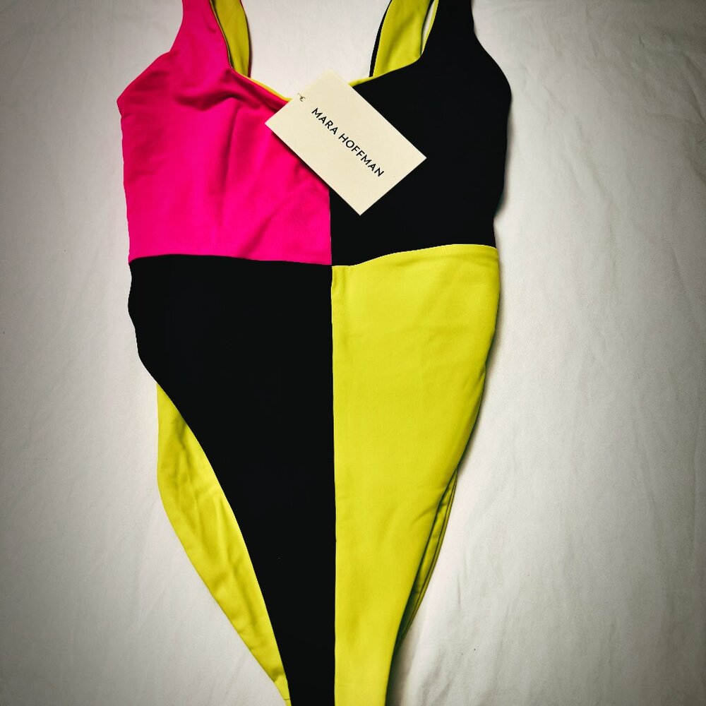 Mara Hoffman Women's Idalia One Piece Swimsuit, Black Multi, Small (NWT)